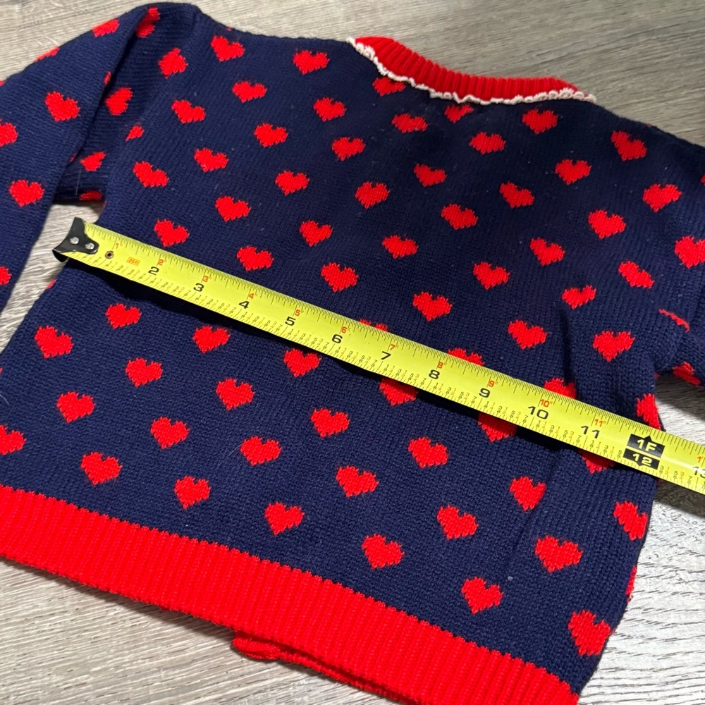 Vintage Girls Jelly Beans Hearts Bows Button Cardigan sweater 80s - Picture 5 of 6